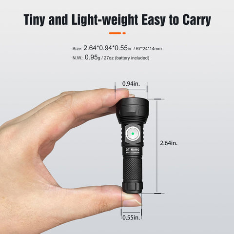 Lumintop GT Nano aluminum body ensures durability and portability.