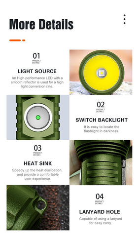Lumintop GT Nano stainless steel side switch for easy operation.