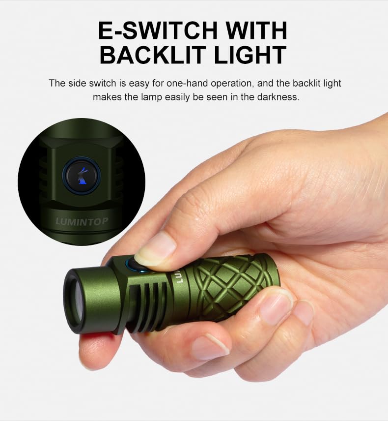 Lumintop Thor MINI green color option enhancing outdoor visibility.
