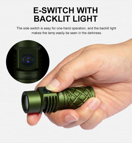 Lumintop Thor MINI green color option enhancing outdoor visibility.