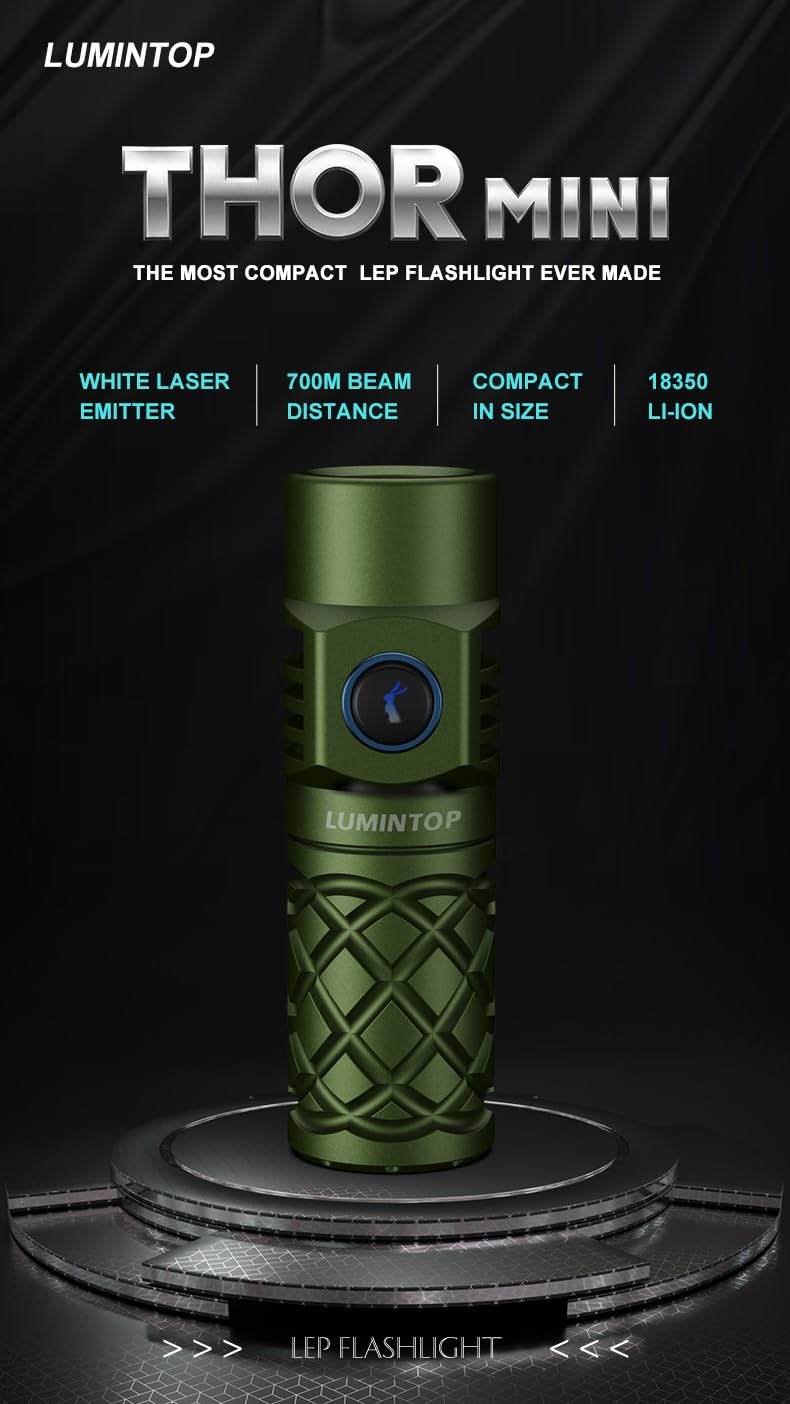 Lumintop Thor MINI side view highlighting lightweight handheld usability outdoors.