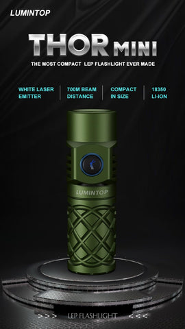 Lumintop Thor MINI side view highlighting lightweight handheld usability outdoors.