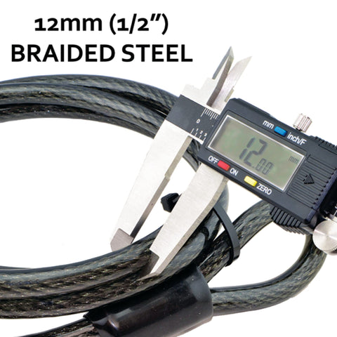 Lumintrail 12mm sealed-loop cable close-up highlights versatile lock compatibility