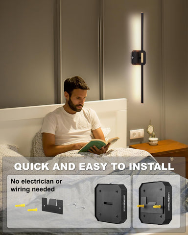 LUMINZENLUX battery wall sconce dimmable shows adjustable color temperature for mood lighting.