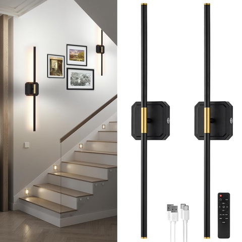 LUMINZENLUX battery wall sconce set two offers wireless lighting for versatile spaces.
