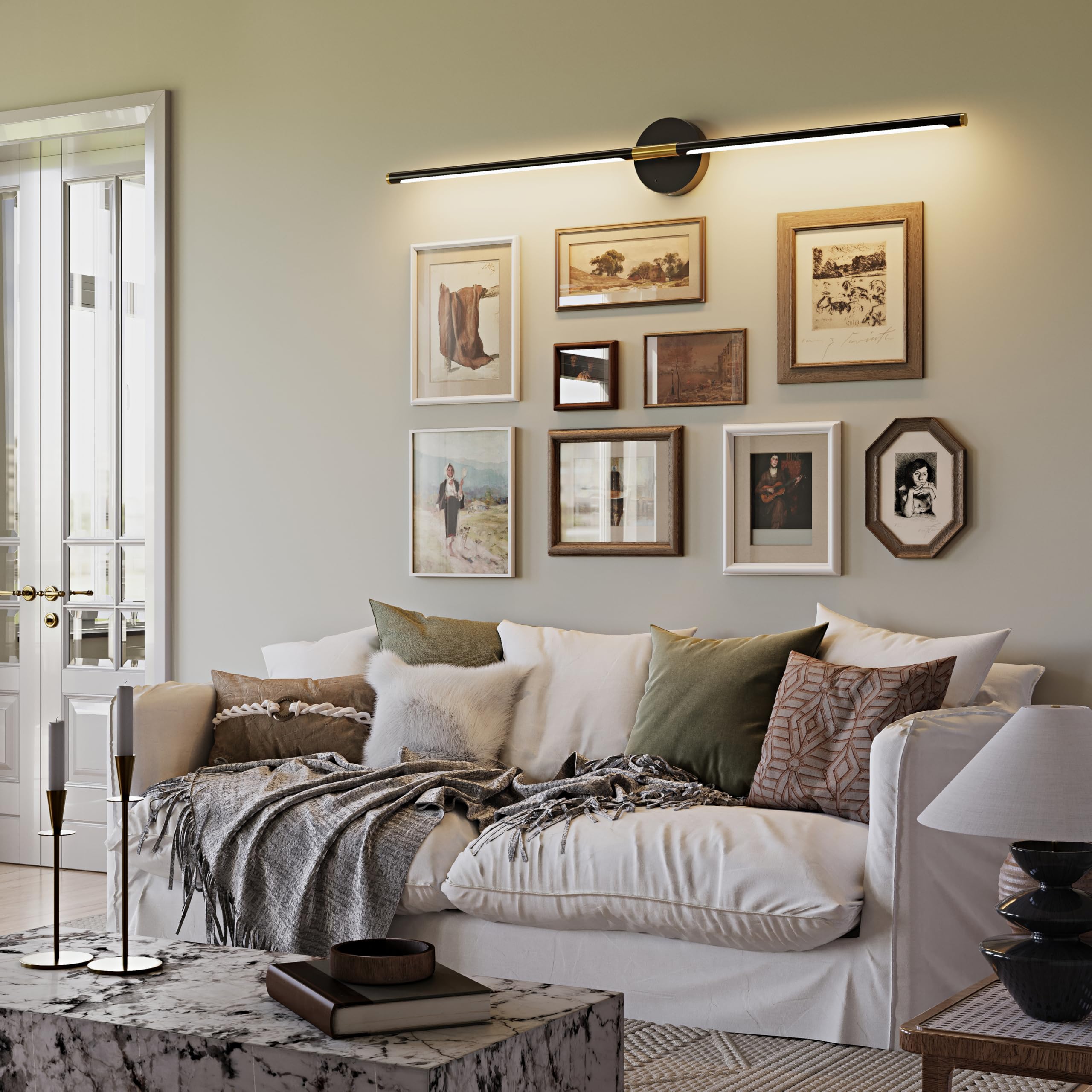 Lumiquesce living room ambience with wall sconces