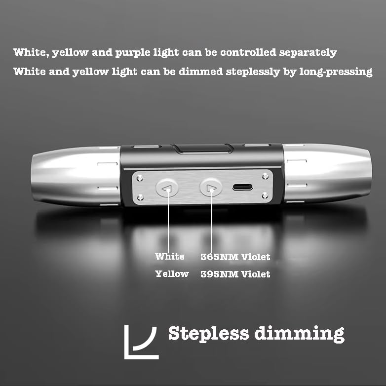 Lumirio Gemstones UV Flashlight side view highlighting durable metal body for on-the-go testing