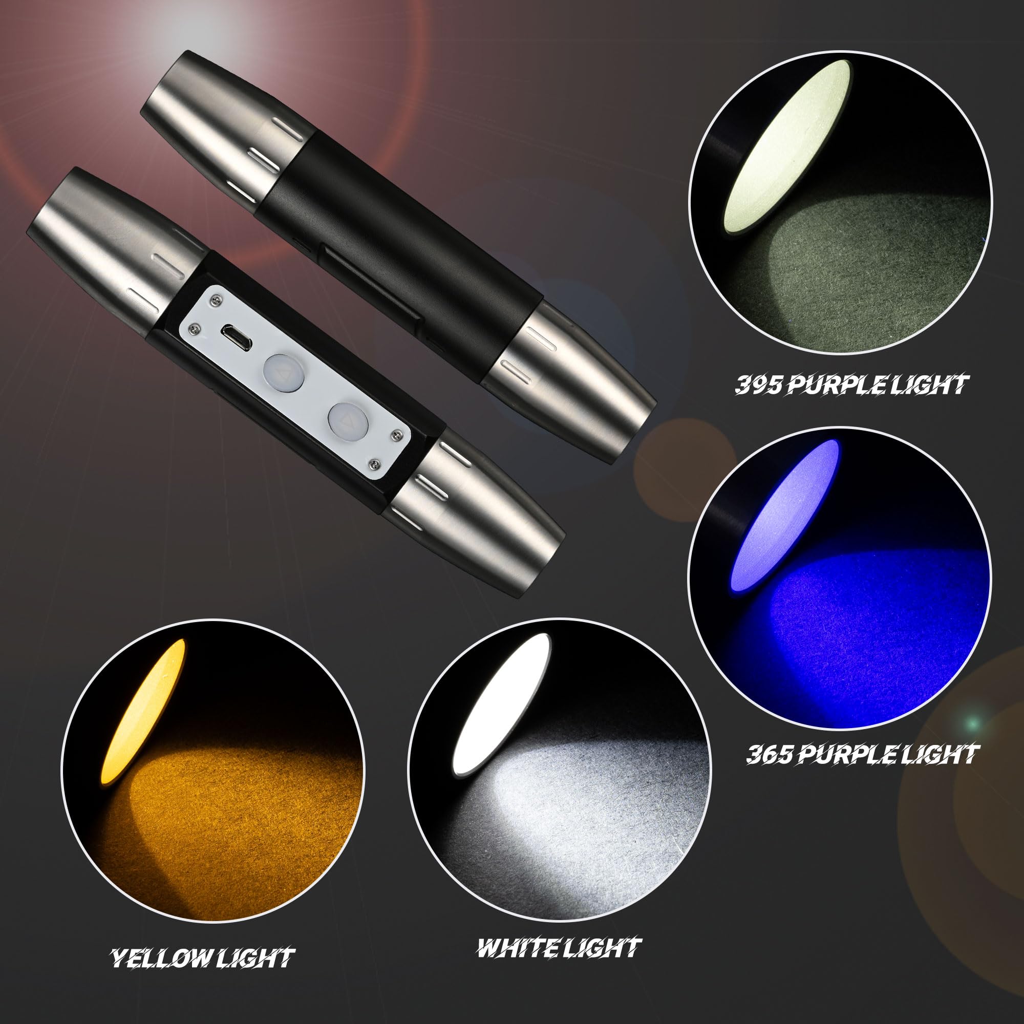Lumirio Gemstones UV Flashlight UV-365nm-395nm mode reveals fluorescence on stones