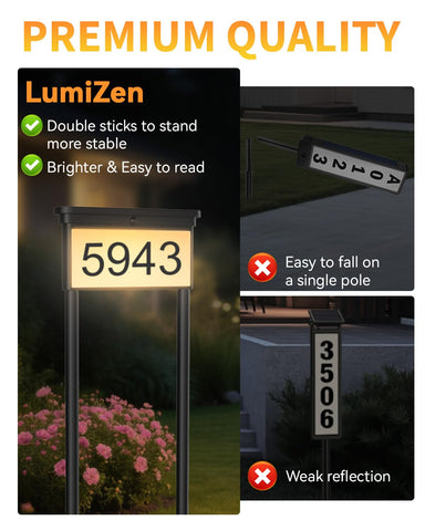 LumiZen address sign with large, easy to read numbers.
