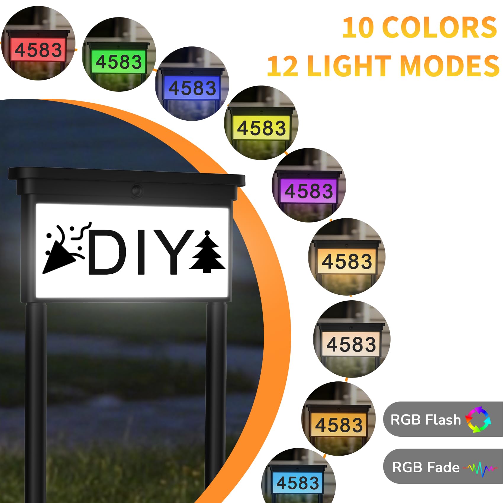 LumiZen address sign with twelve color modes for curb appeal and readability.