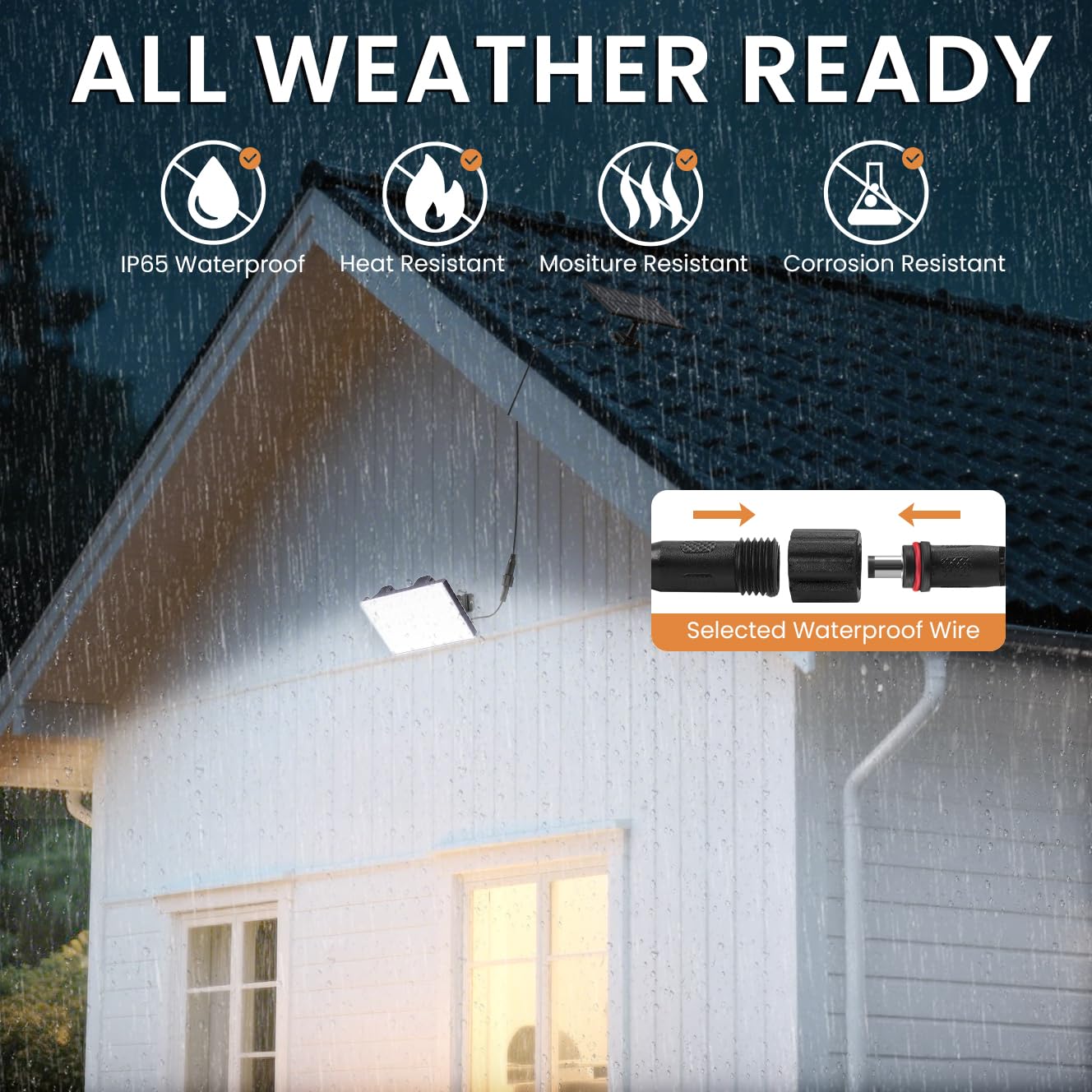 LumiZen IP65 waterproof rating keeps outdoor solar lights protected from rain