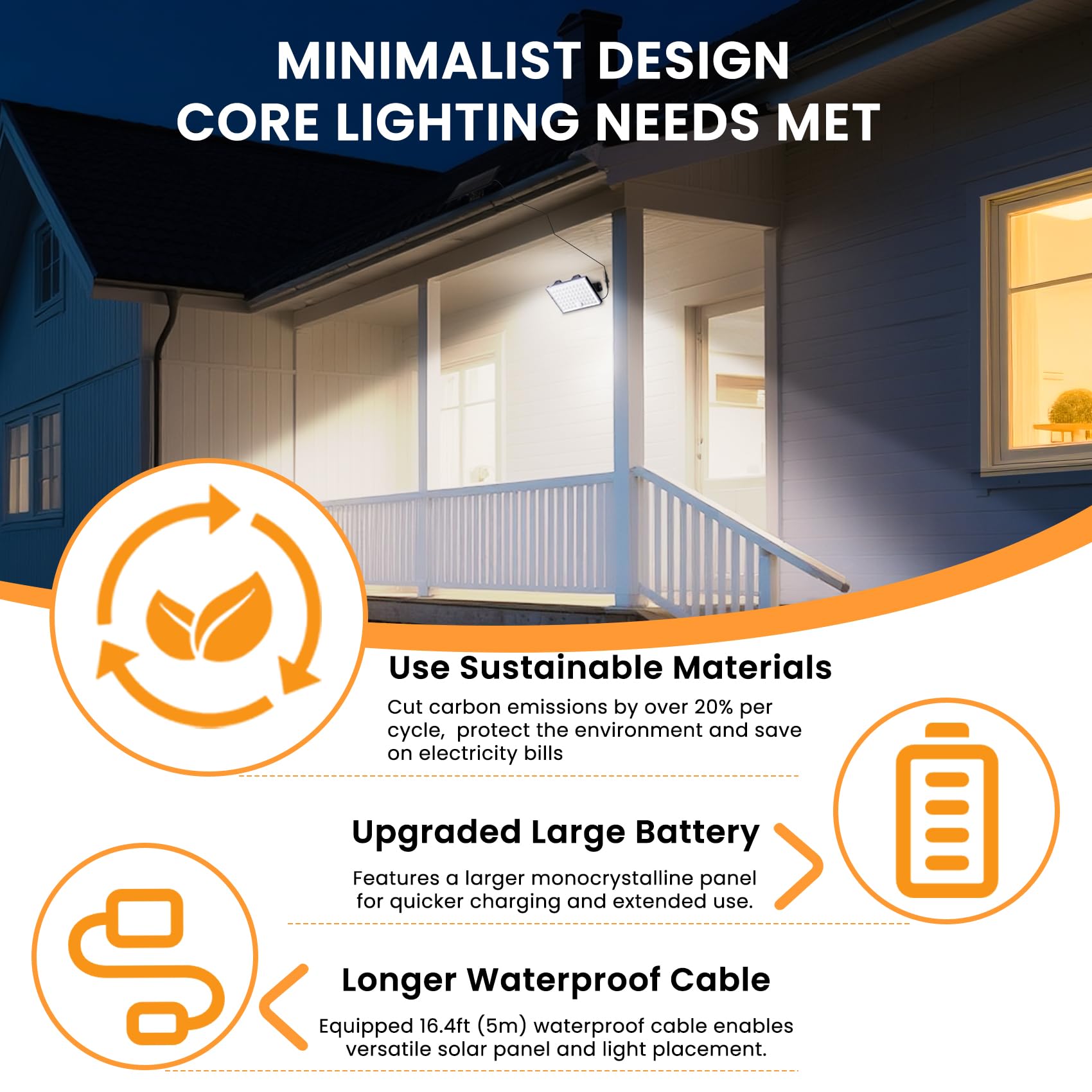 LumiZen solar flood light shown with remote control for adjustable lighting modes