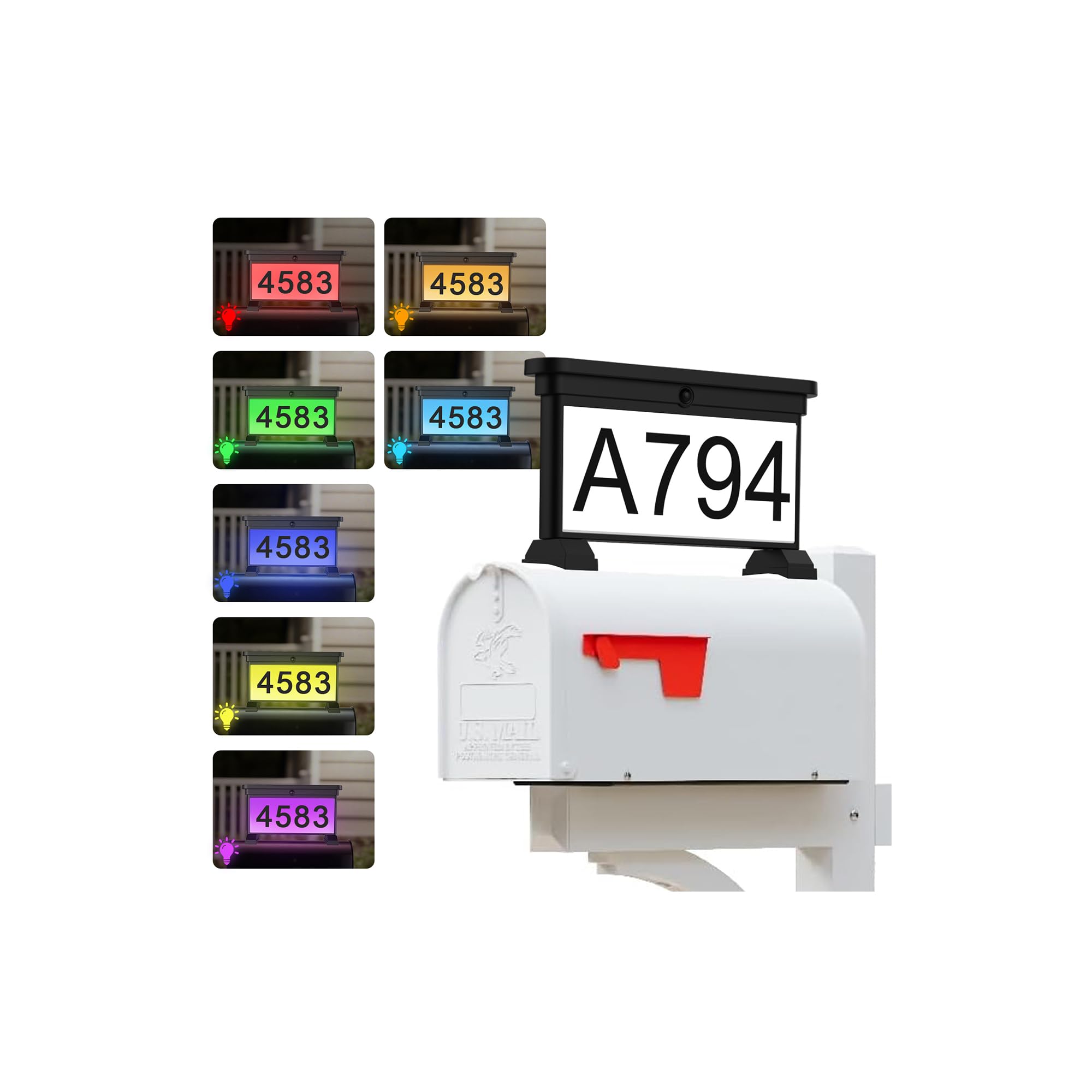 LumiZen solar mailbox numbers double-sided lit for clear night visibility.