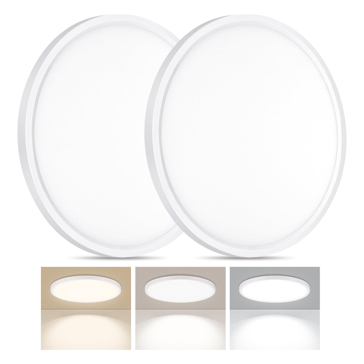 LUMLLSAJI 2-pack LED flush mount ceiling light in 12-inch size for bedrooms and kitchens.