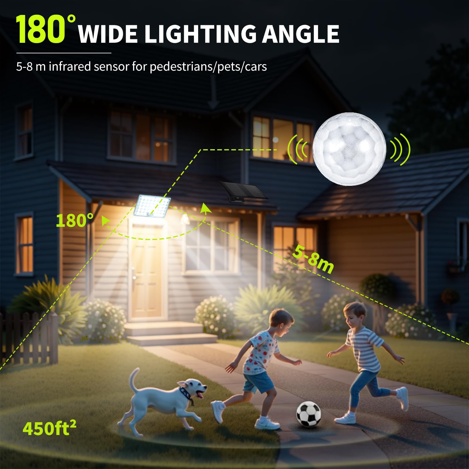 LUMLLSAJI solar motion light on patio provides ambient illumination and energy savings