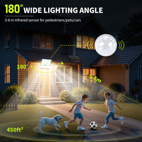 LUMLLSAJI solar motion light on patio provides ambient illumination and energy savings