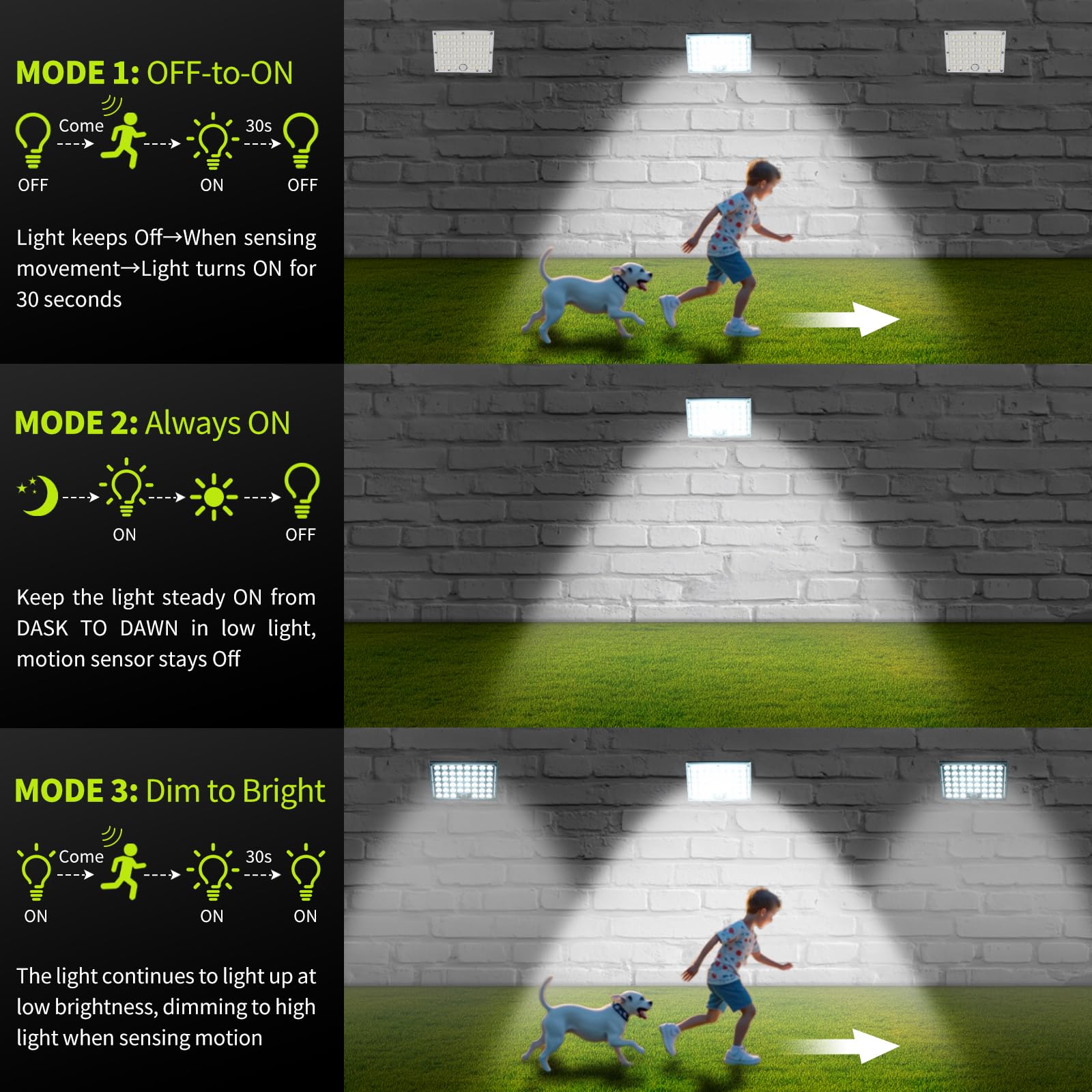 LUMLLSAJI solar motion light wall-mount offers reliable dusk-to-dawn lighting outside