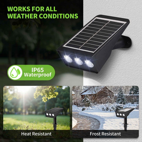 LUMLLSAJI Solar Spotlight ground-wall install options for flexible placement.