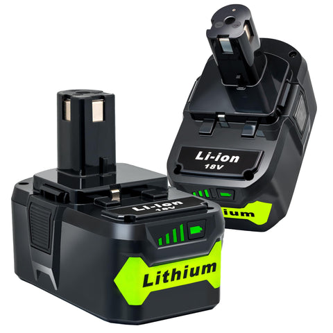 Lummina 2-pack 8Ah Ryobi battery front view for extended outdoor runtime.