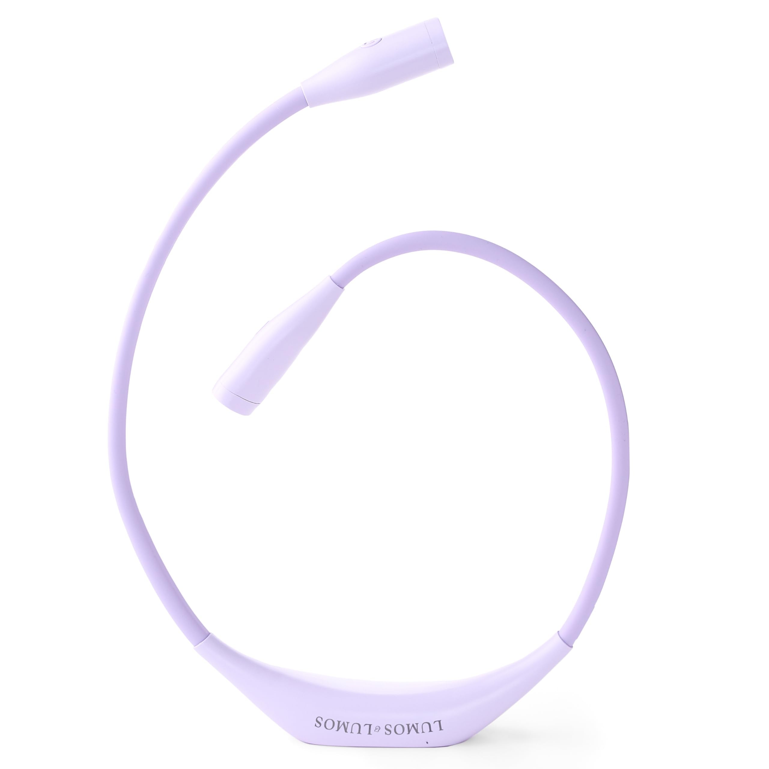 LUMOS Knitting Light neckband worn for hands-free comfortable knitting sessions.