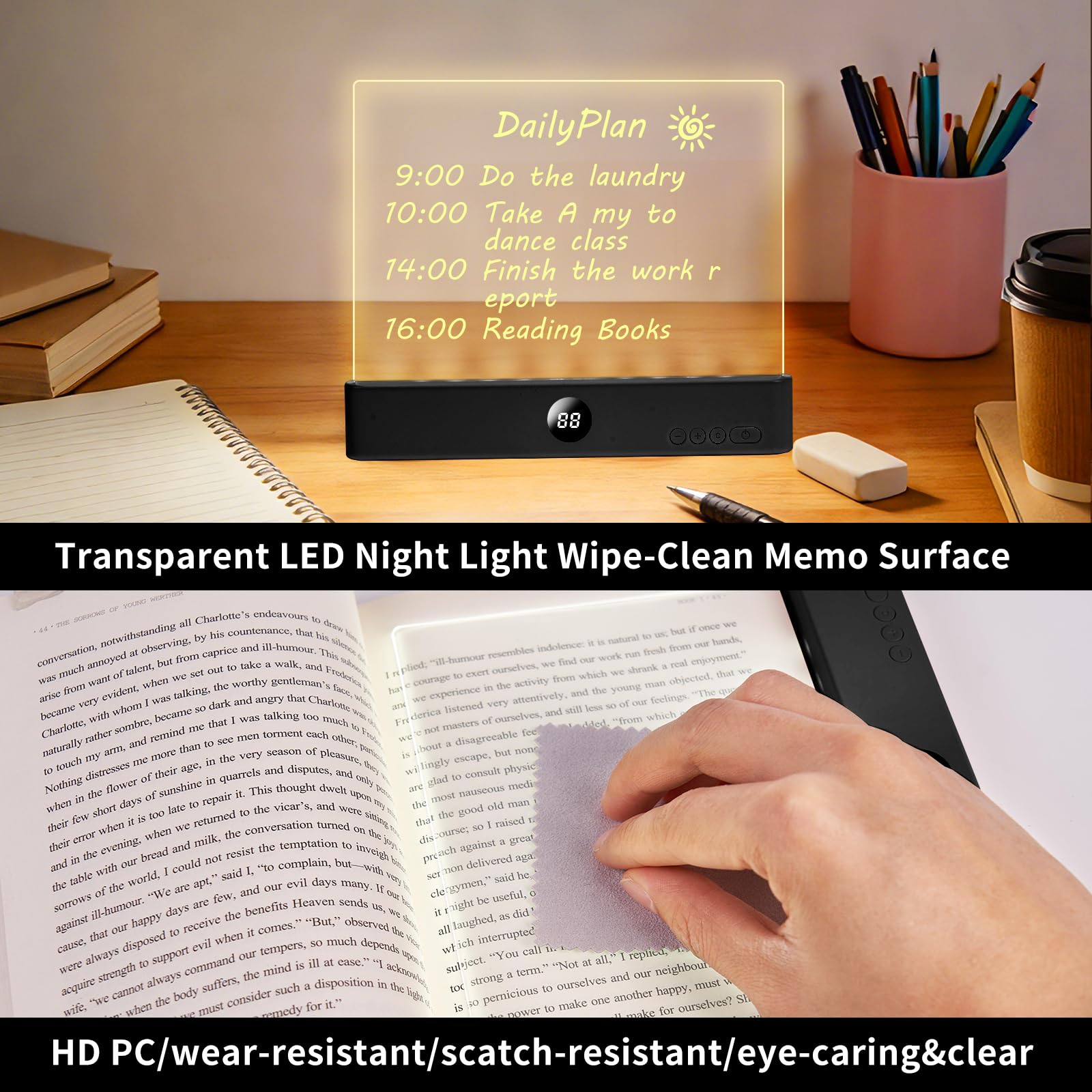 Lumoza Book Light timer function enabling auto-shutoff after reading