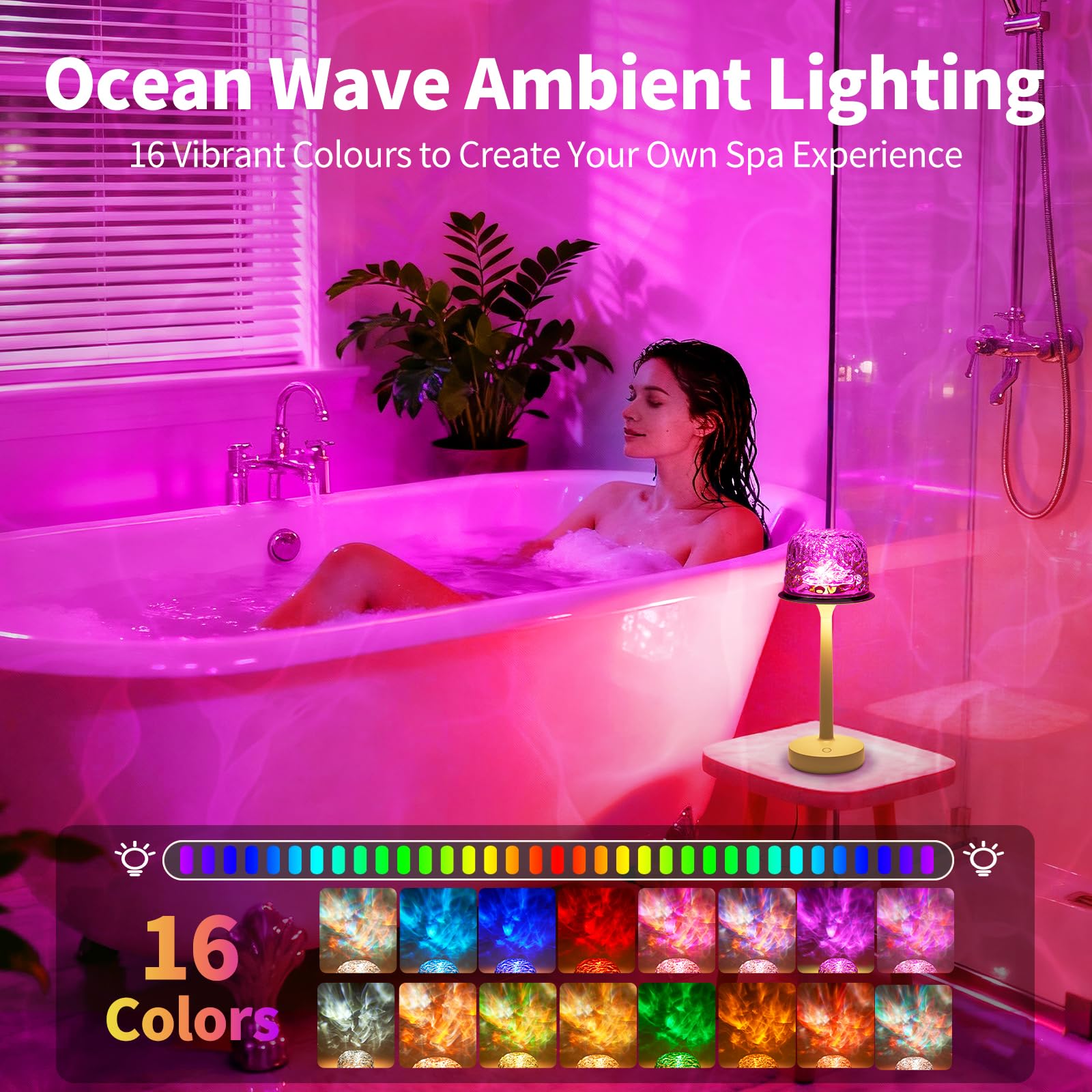Lumoza dimmable ambient light with 16 colors for mood customization.