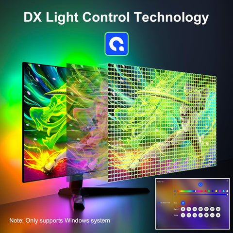 Lumtang LED strip lights sync with the screen for a cool gaming atmosphere.