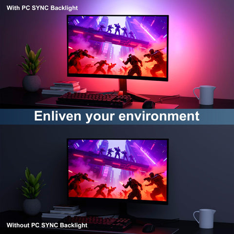 Lumtang color-sync strips enhance movies and games with ambient, behind-the-monitor glow.