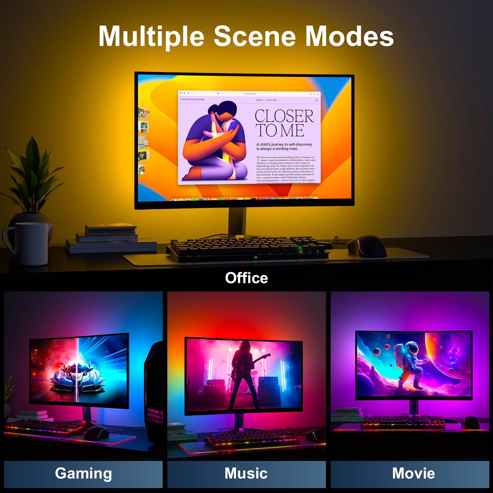 Lumtang backlights fit 24-32 inch screens for versatile desk setups.