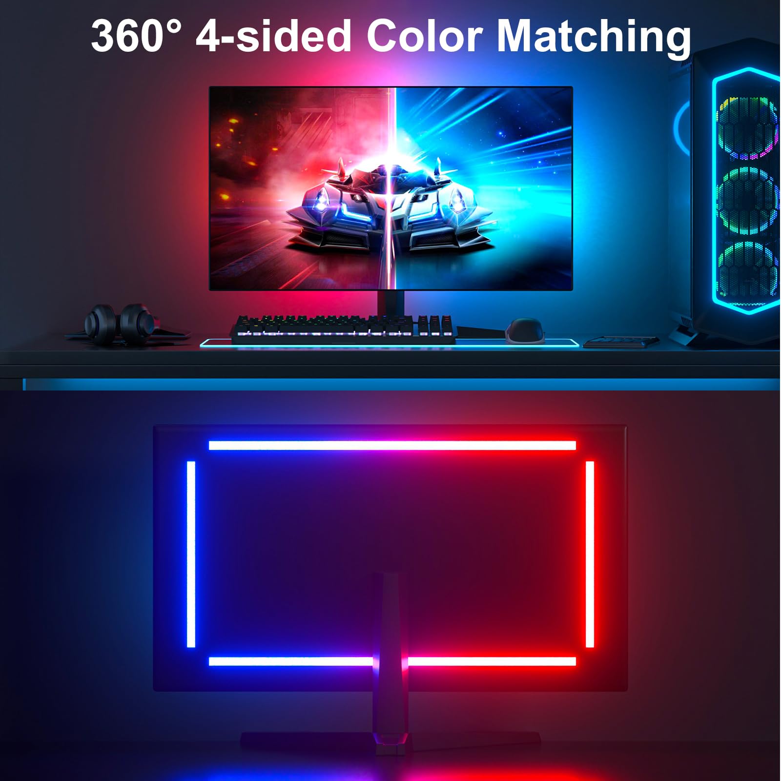 Lumtang backlights connect via USB for quick, plug-and-play setup.