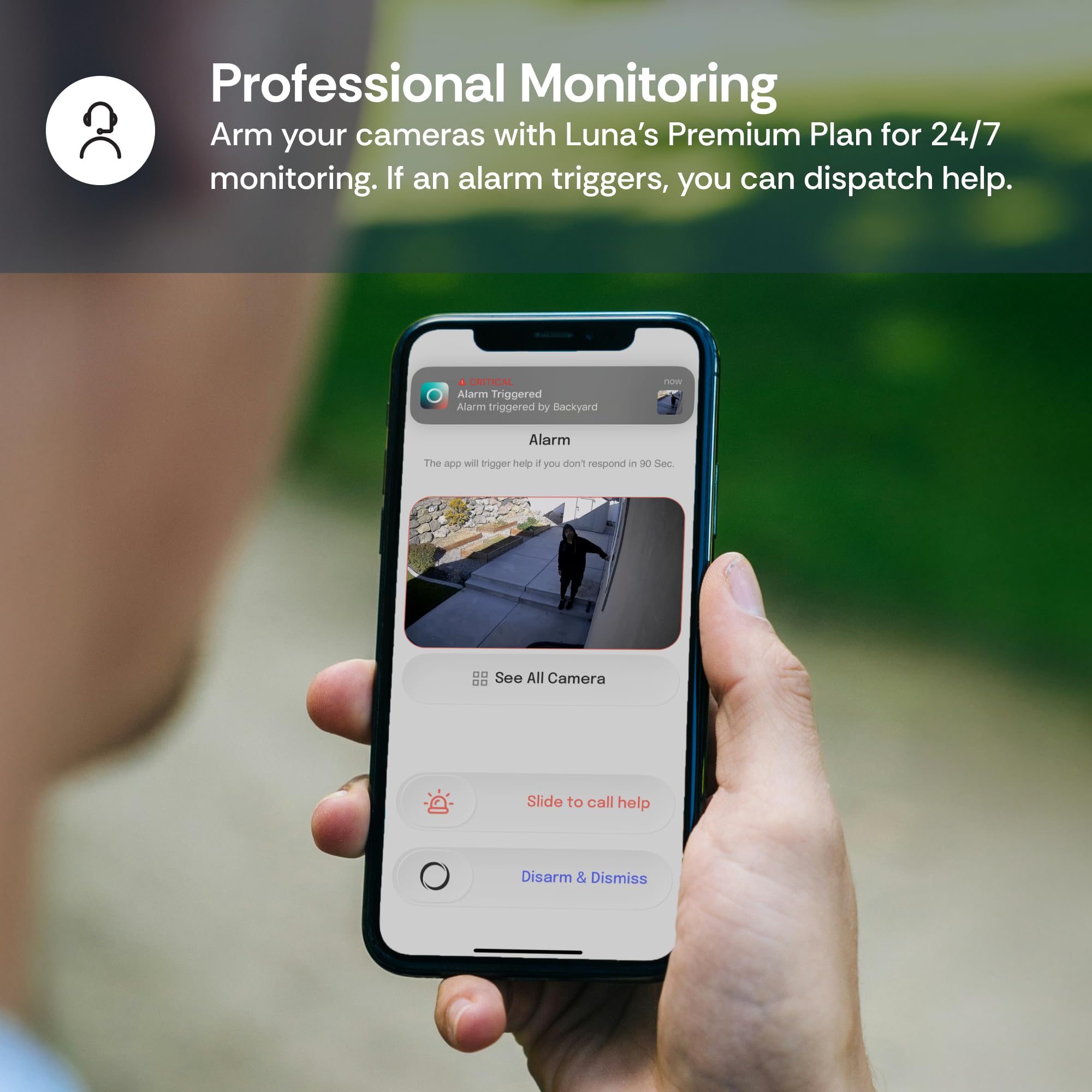 Luna Doorbell Camera 2.4GHz Wi‑Fi shows stable remote viewing access.