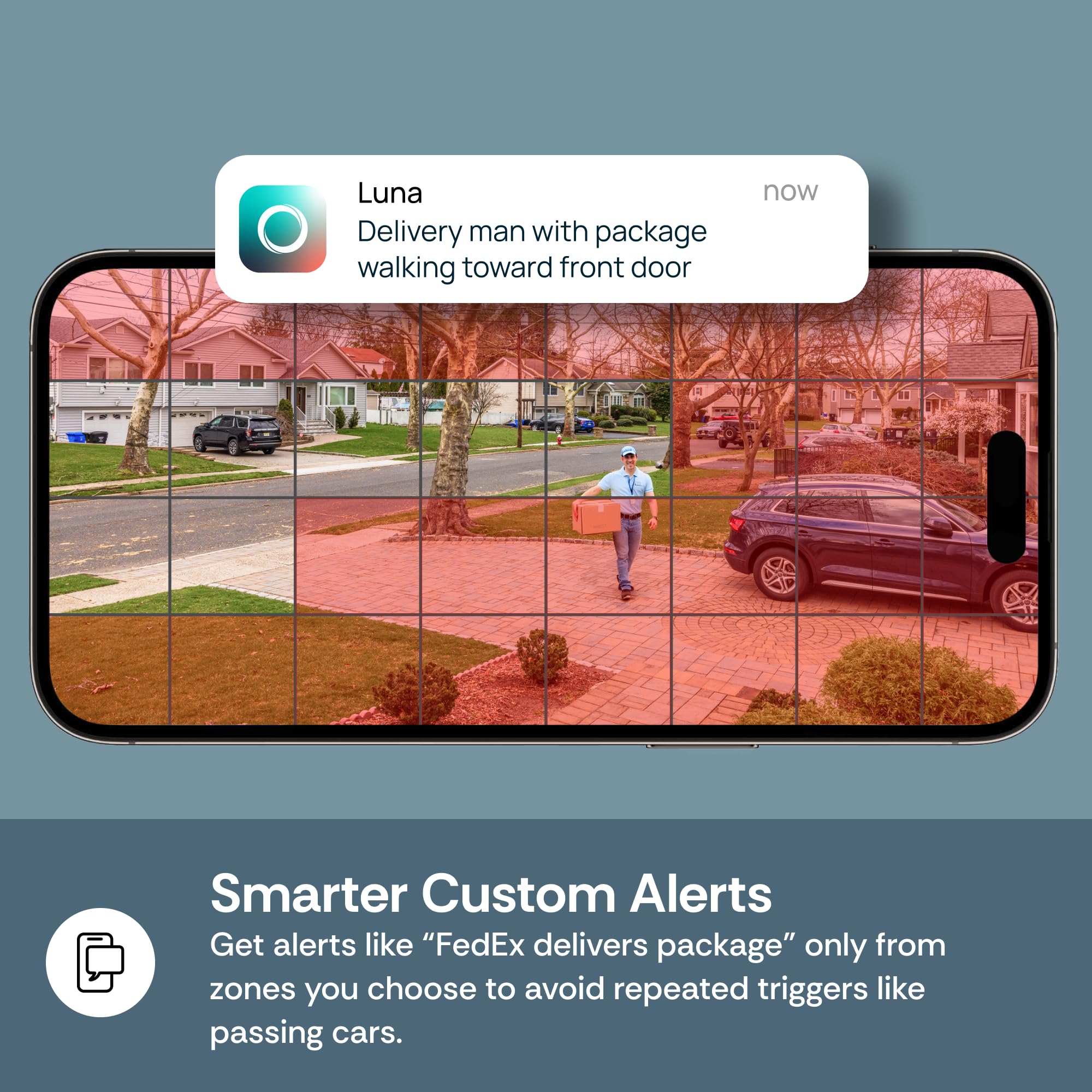 Luna Doorbell Camera 6400mAh battery enables wire‑free placement and flexible mounting.