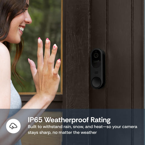 Luna Doorbell Camera IP65 rating protecting against rain, wind, and snow.