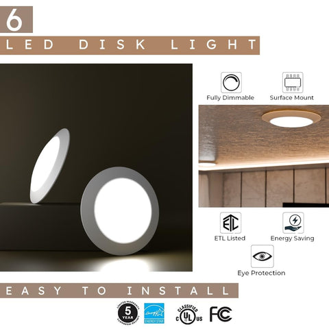 Lunabode LED six-pack round disc lights for multi-room installations