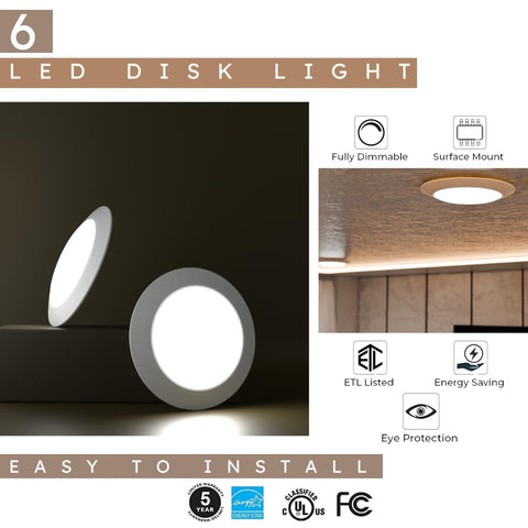 Lunabode LED wet-location disk light withstands humidity in bathrooms and outdoor-covered areas.