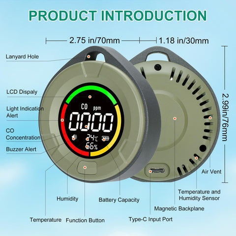 Lunarlipes outdoor lanyard CO detector ready for travel and outdoor use