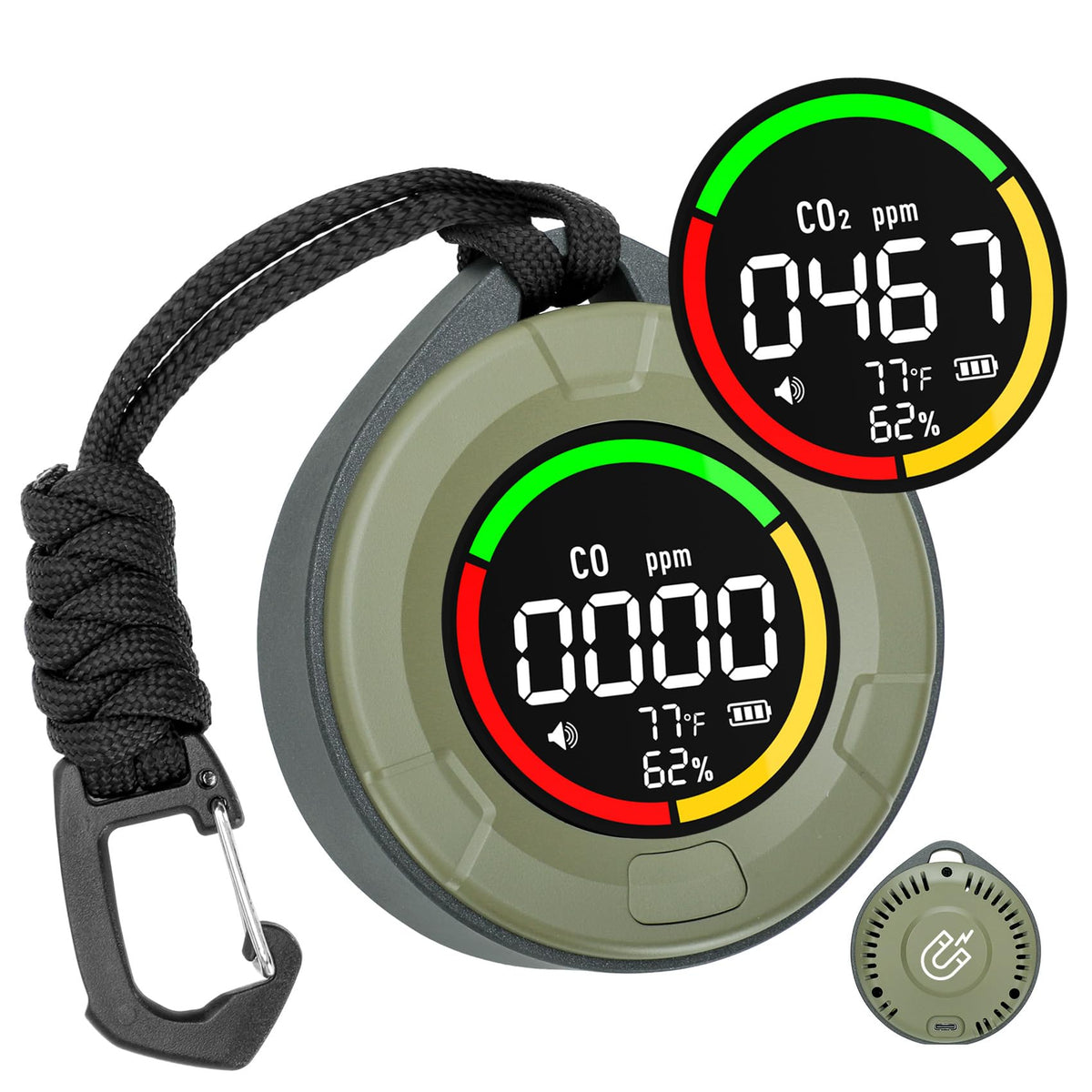 Lunarlipes portable CO CO2 detector with travel display for real-time air monitoring