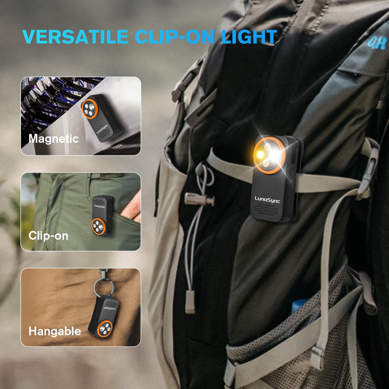 LunaSync EDC magnetically attaches to metal for versatile hands-free use.