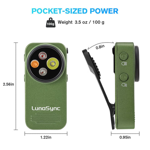 LunaSync flashlight charging via USB-C for quick, rechargeable power.