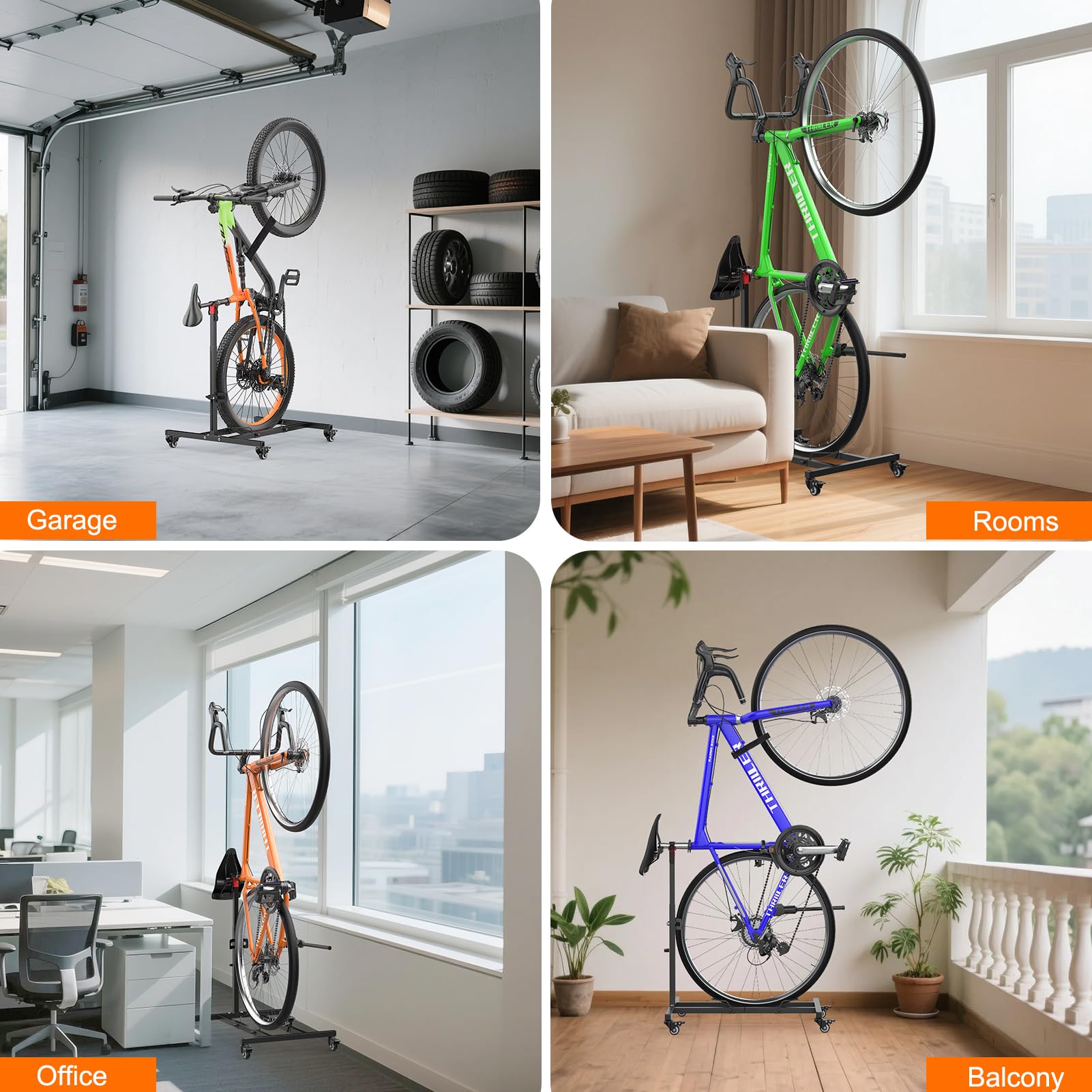 Lunis vertical bike stand indoor storage solution for apartment or garage