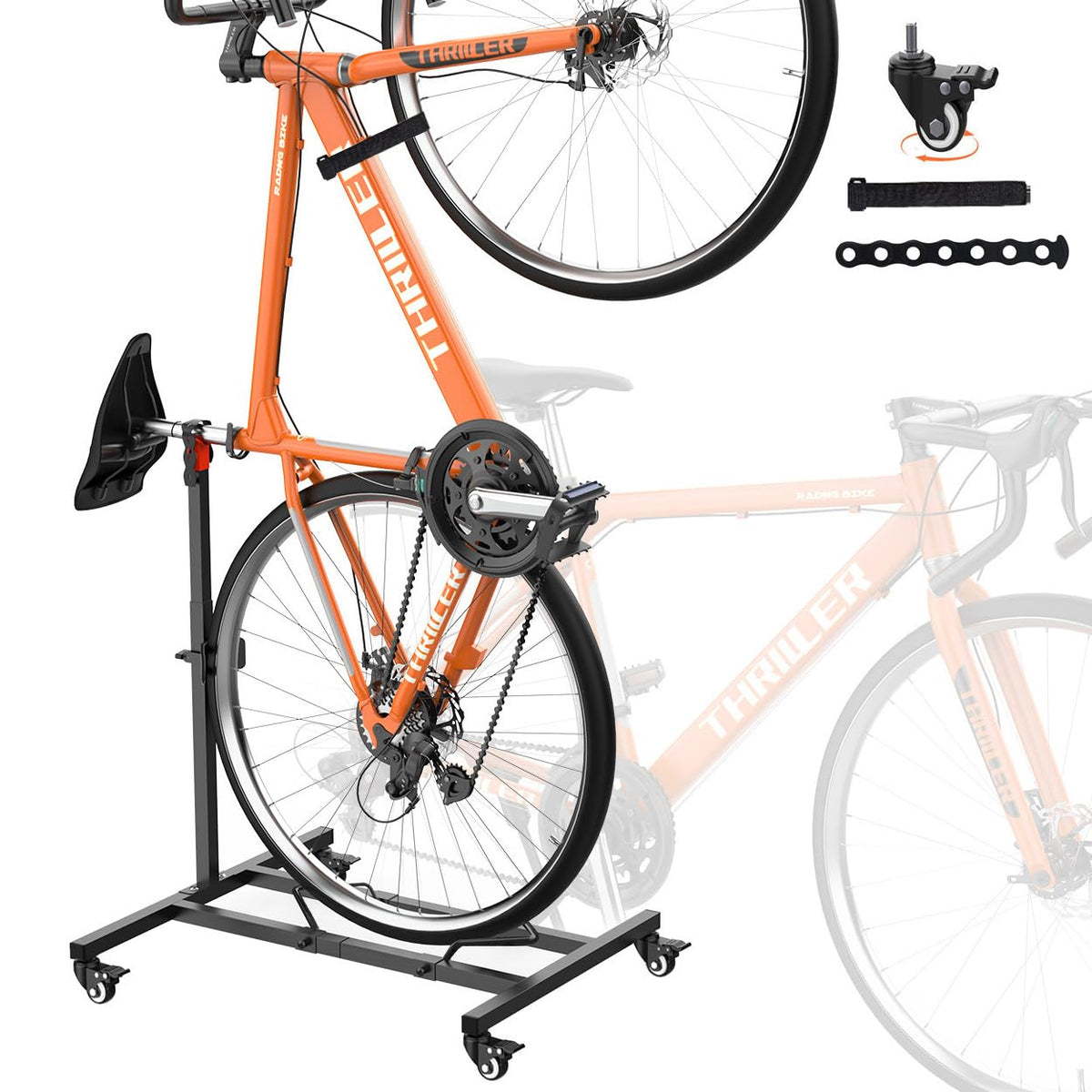 Lunis vertical bike stand rear-wheel support keeps bike stable indoors