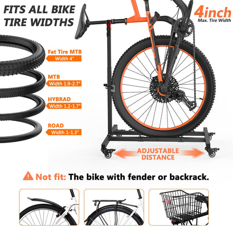 Lunis vertical bike stand U-shaped contact protects the frame during storage