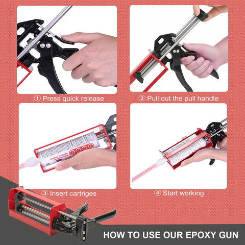 LUORIN epoxy gun dual-component 200ml full-metal frame ensures reliable operation.