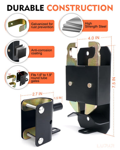 Lupar latch with self-locking nuts for secure, maintenance-free fit.