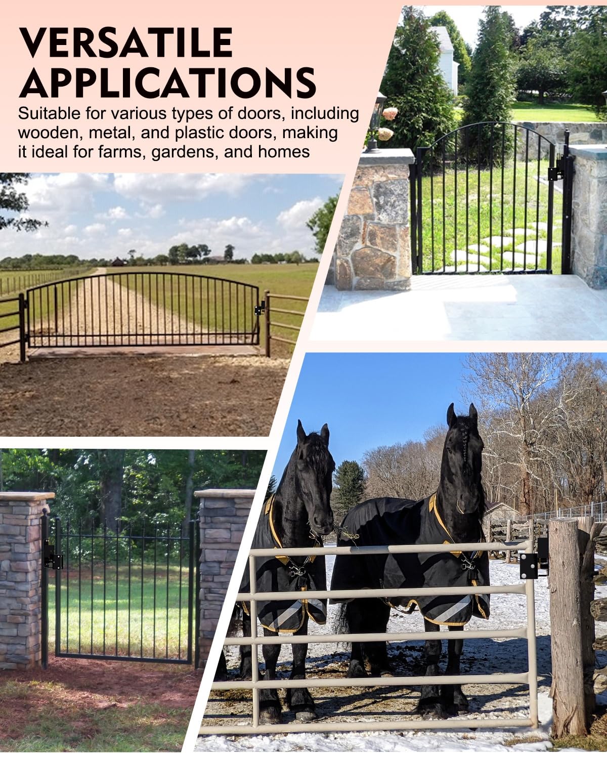 Pasture scene with Lupar gate latch securing livestock safely.
