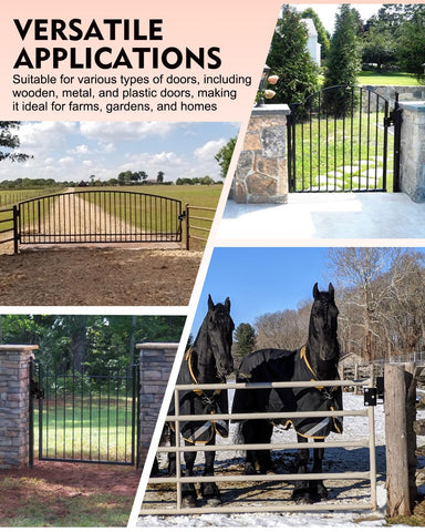 Pasture scene with Lupar gate latch securing livestock safely.