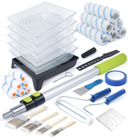 Lupar paint roller kit extension pole reaches high ceilings safely for effortless painting