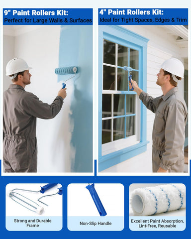 Lupar paint roller kit frame and tray for smooth, even coverage with minimal mess