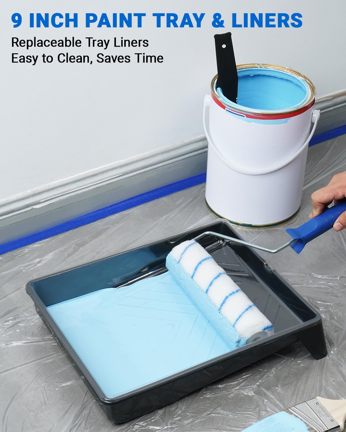 Lupar extension pole enables reaching high walls from ground level for safer painting