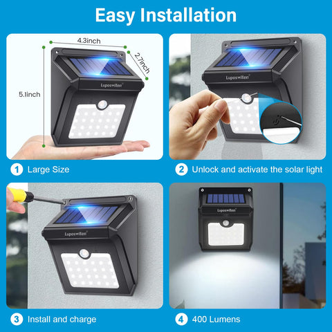 Luposwiten motion-sensor wall light detects movement for outdoor security